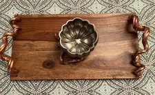 MICHAEL ARAM AUTHENTIC Wood Cheese Board and Nut Bowl, Vine Collection, Signed 