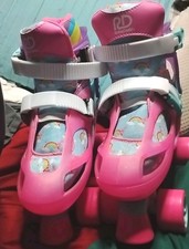 Girls Size 3-6 Unicorn Roller Derby Skates adjustable sizing.