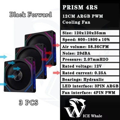 ICE Whale Prism 4RS ARGB PC Gehäuselüfter 120mm Infinity Mirror Design Mainboard