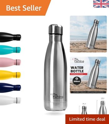 Robuste 500ml Edelstahl Trinkflasche mit Schraubverschluss - perfekt für unterwegs