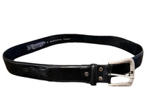 NOCONA Wide Black Leather Belt With Buckle Mens Size 34 Adjustable