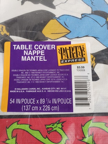 VTG 1993 Double Dragon Video Game Birthday Paper Tablecloth 54”x 89” NIP - Picture 2 of 3