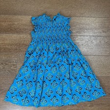 French Connection Girls Cotton Smocked Teal Floral Dress Size 10-12