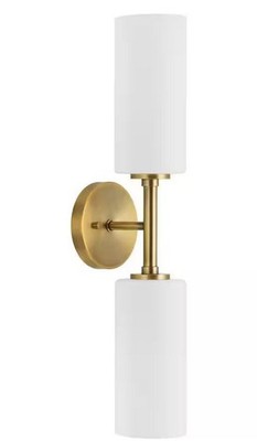 Progress Lighting Cofield Collection 22.5'' 2-Light Vintage Brass w/ Etched Glass