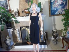 Alexander McQueen Black Belted Sheath Dress w/ Button Front Detail Size XS