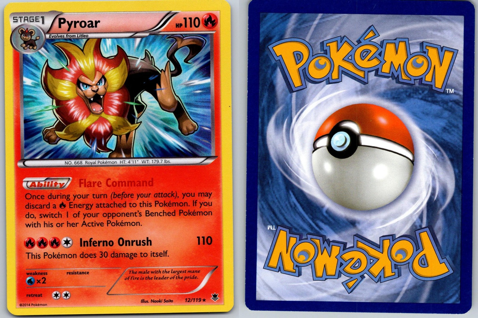 PYROAR POKEMON PHANTOM FORCES 12/119 RARE LP HOLO