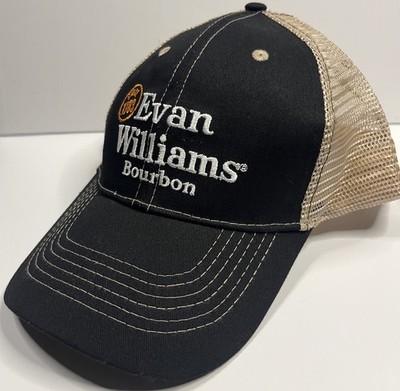 Evan Williams Bourbon Logo Mesh Back Snapback Hat Black Tan Adjustable
