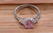 Vintage RSL 925 Sterling Silver Ring with Pink and Clear Stones-SZ 8