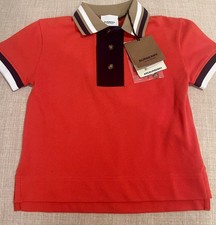 Burberry Boys Red Collared Polo Shirt With Burberry University On Back NWT 3