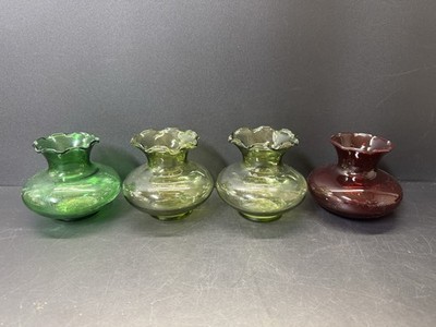 Depression Glass Small Four Vase Fluted Rim