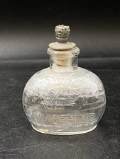 Antique Last Rites Glass Holy Water Bottle With Crown Lid & Cork IM Mfg READ