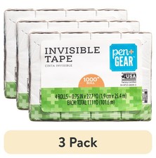 (3 pack) Pen + Gear Invisible Tape, Clear, 3/4" x 1000", 4 Roll of Tape
