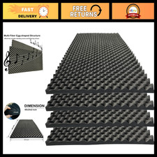 4 Pack Soundproof Foam Panels 48"x24"x2" High Density Acoustic Wall Tiles - Blac