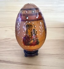 4 Russische Handgemalte Holz Eier mit Lack &Uuml;berzogen ,Haben Gebrauchsspuren