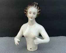 Antique  Volkstedt Rudolstadt German 6" Porcelain Half Doll Arms Away