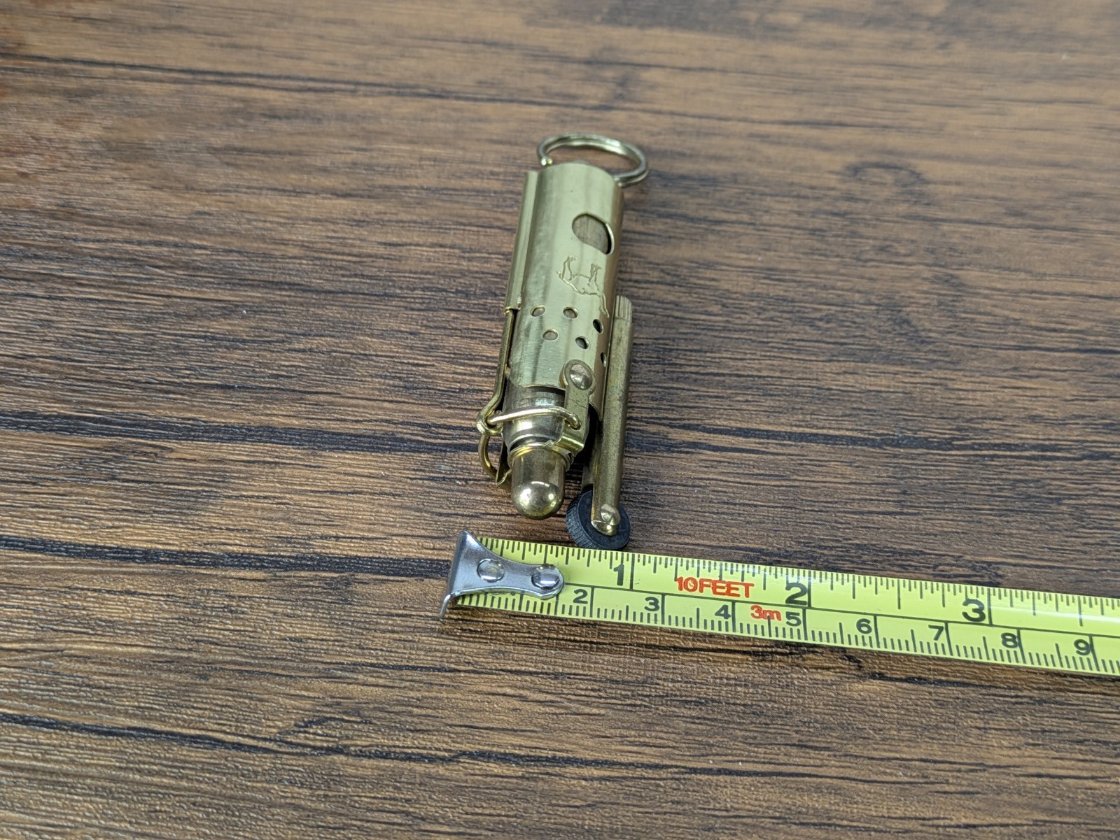 Vintage - 2¾" Unlite Joe Camel Brass Cigarette Lighter, Keyring Trench Style