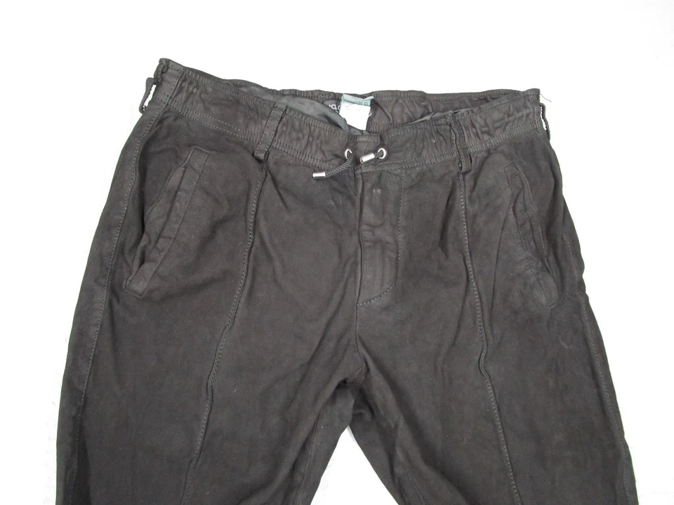 Pantalones Dolce Gabbana Para Hombre 52 Negro Piel de Oveja Cuero Cordón Cremallera Italia Y2K Foto 2 de 4