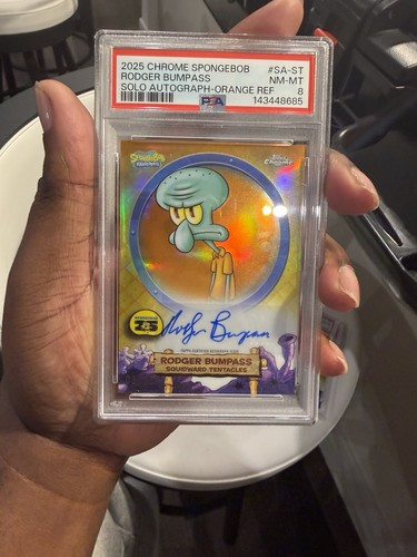 Topps 2025 Chrome SpongeBob Orange Refractor Autograph Rodger Bumpass Squidward…
