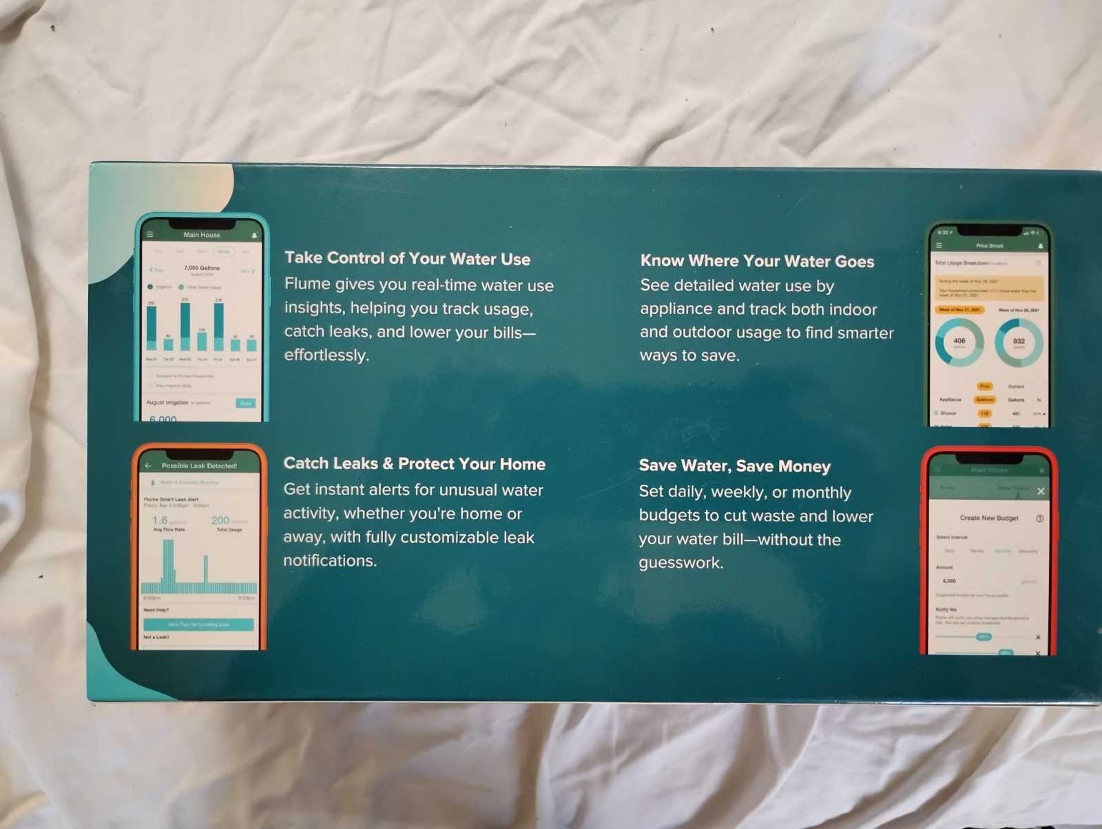 Flume Smart Leak Detector Water Flow Monitor Indoor or Outdoor WiFi & Sensor