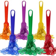 Magnetic Bingo Wand Chip Set - 6 Pack Magnetic Wands, 300 Colorful Metal Chip...