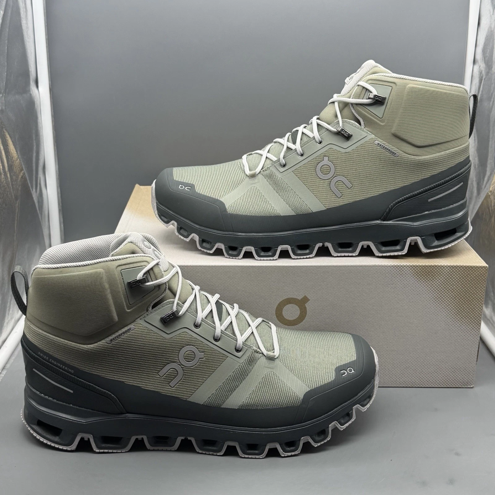On Cloudrock Waterproof Men’s 11.5 Trail Hiking Shoes Outdoor Boots ‘Kelp/Lead’