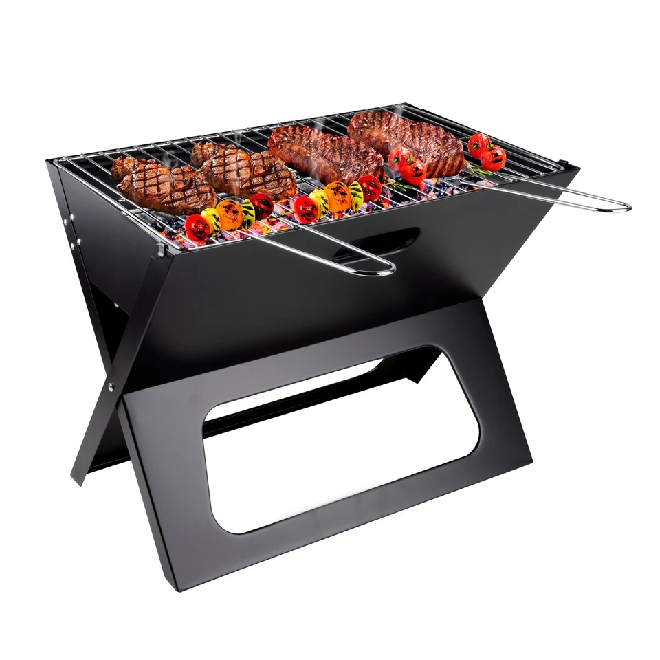 BBQ Collection Barbecue portable pliable foyer et grille séparés noir - Photo 1/4