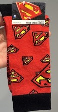 Bioworld Superman Logo Overall Print Mens Crew Licensed DC Comics Socks 10-13