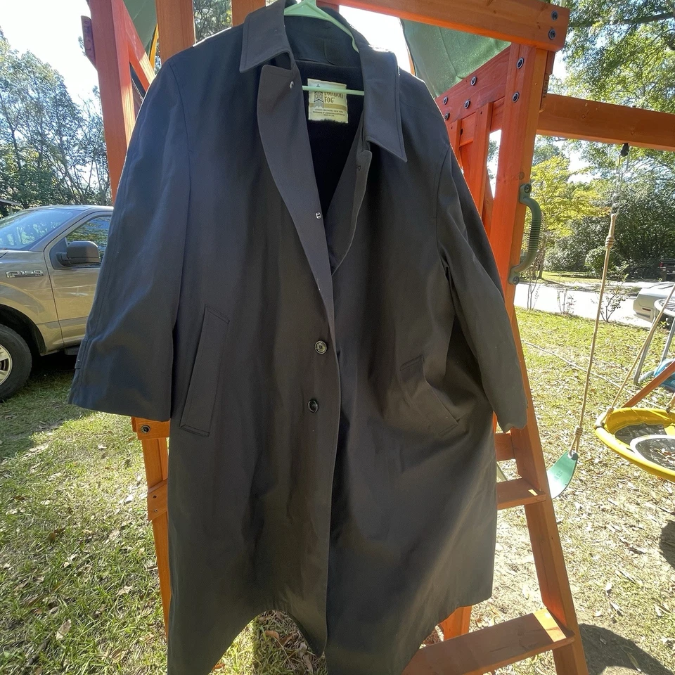 Gabardina icónica LONDON FOG Forrada de piel sintética extraíble 54r azul marino LEER Foto 2 de 4