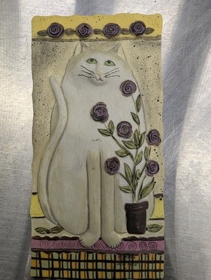 E Smithson Cat Feline 3d Resin Wall Art Titled ''Swow Rose''