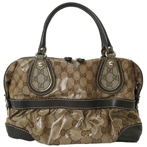 Mini sac Boston Gucci GG cristal beige x marron foncé 223962 d'occasion (authentique)