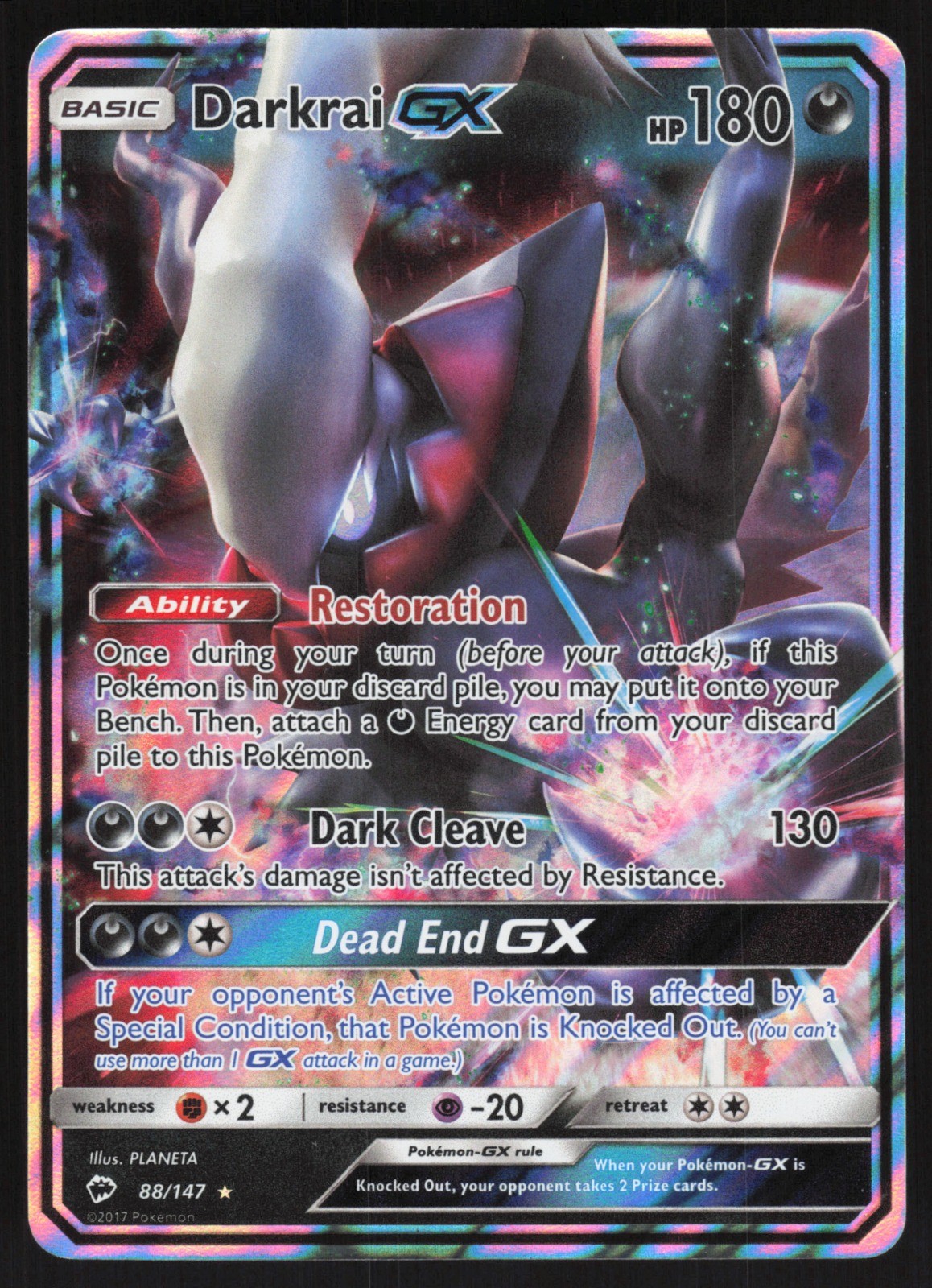 Darkrai GX Holo 88/147 NM SM - Burning Shadows Pokemon Card
