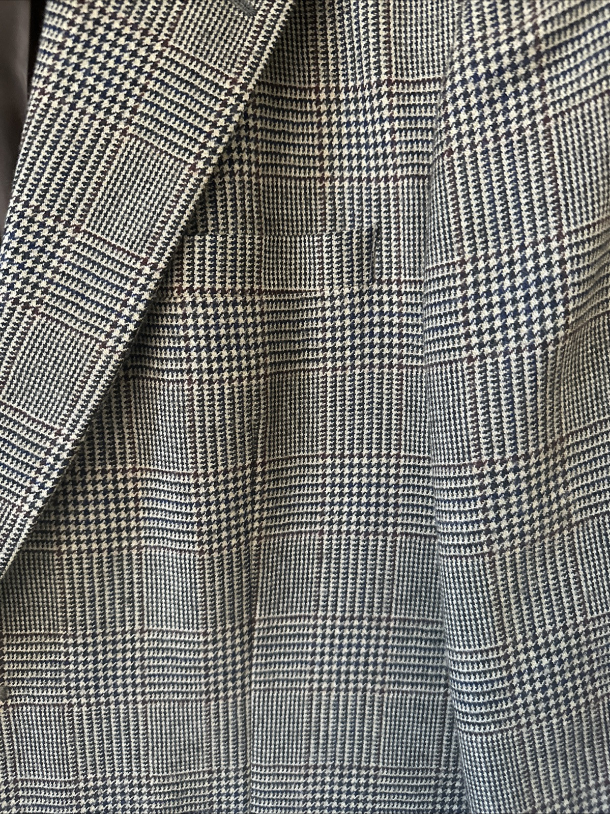 FILA Giacca uomo Savile Row marrone spina di pesce 100% lana blazer tasche Woolmark 44R