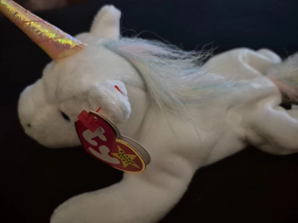 (IRIDESCENT MANE) “MYSTIC” Beanie Baby Unicorn Retired Rare Ty 93-94 Tag Errors - Image 2 of 4
