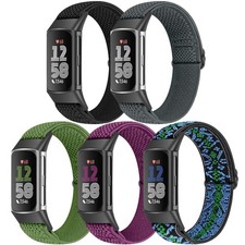 Bcuckood 5 Pack Elastic Nylon Watch Black Indigo Navy Green Purple Boho Blue