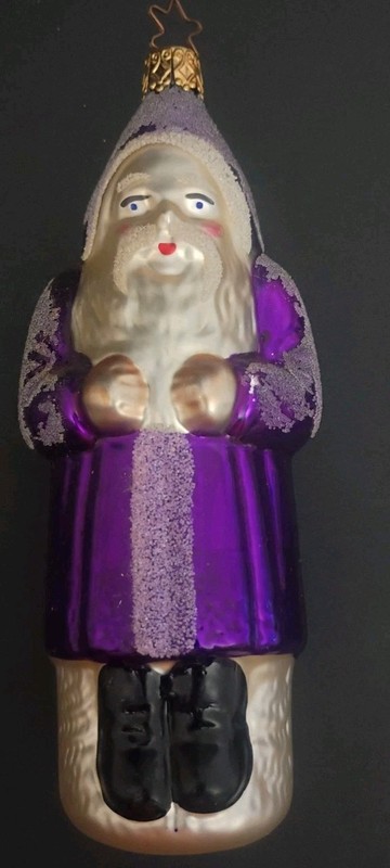 Vintage Standing Purple Glass Santa Claus Old Saint Nick Holiday 