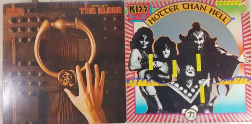 KISS  2 LP Lot The Elder Hotter Than Hell Inner Sleeves Ace Frehley