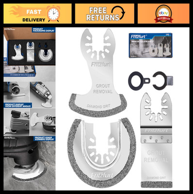 3 Pcs Diamond Oscillating Tool Blades for Grout Removal & Tile Cutting, Semi-Cir