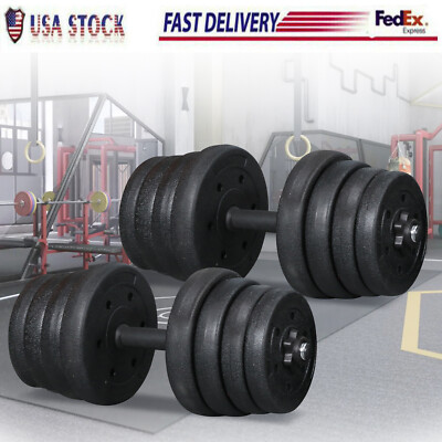 Adjustable 66lb Weight Dumbbell Set Home Gym Barbell Plates Body Fitness Workout
