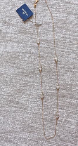 Authentic Swarovski Faceted Crystal Triangle Station Necklace, Goldtone, 30" - Picture 9 of 14