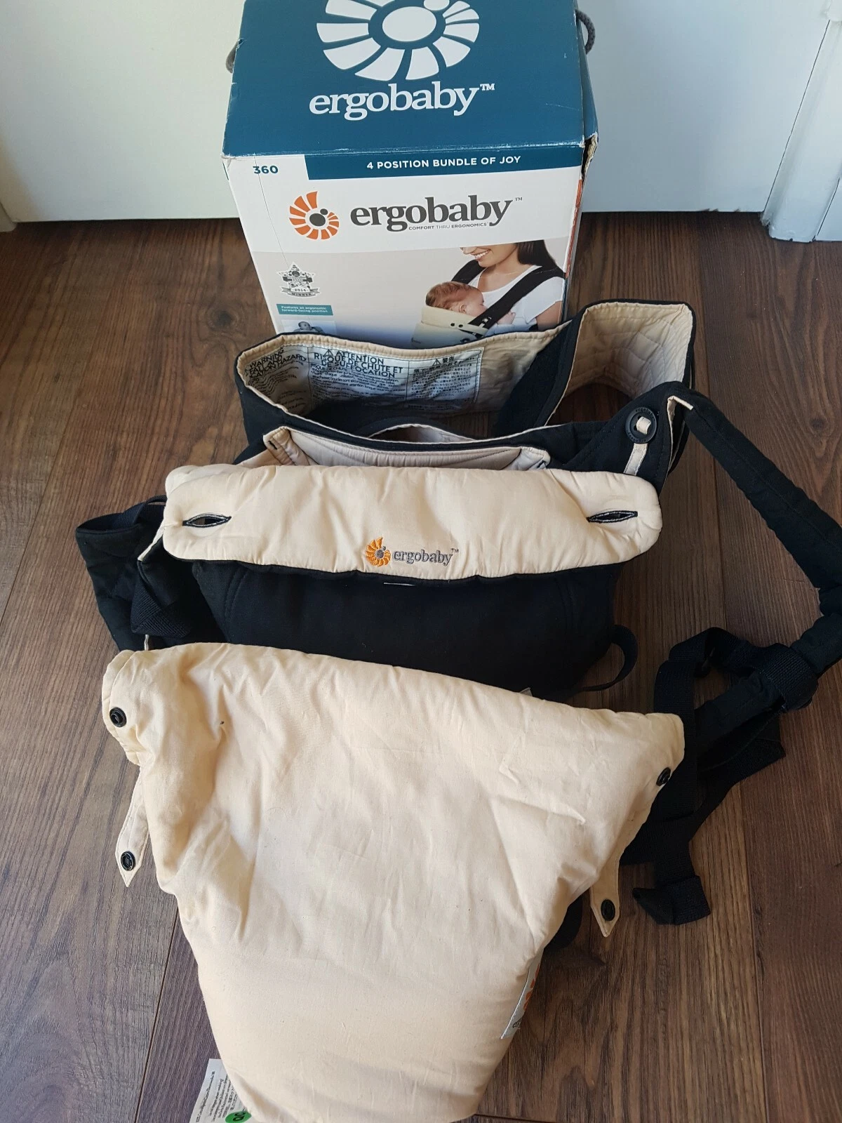 Ergobaby All Positions 360 Baby Carrier Black/Camel with new born insert