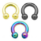 Horseshoe Circular Barbell Ear & Septum Pair 12G-2G Anodized Surgical Steel Ball