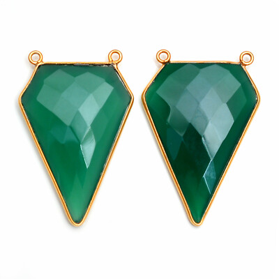 Gold Plated Silver Bazel Green Onyx connector faceted suppliers Finding 