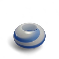 Partylite Blown Glass Blue  White Swirl Round Tea Light Votive Holder