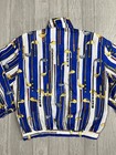 Women's XL full zip golf print, blue back with white clubs, gold stitching, VTG 80s/90s.