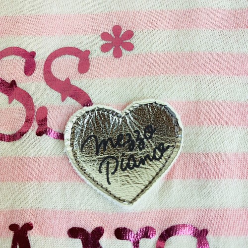 Mezzo Piano Long Sleeve T-shirt 160cm Striped Pink White Heart Tops Kawaii Rare - Picture 4 of 24