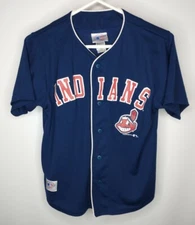 Cleveland Indians MLB Mighty Mac Sports Boys SzL(14/16) Blue Jersey