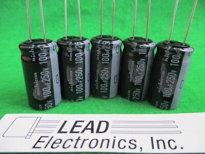 QTY 5 NICHICON 100UF 250-VOLT RADIAL 105-DEG UVZ2E101MHD 100MFD 250V   