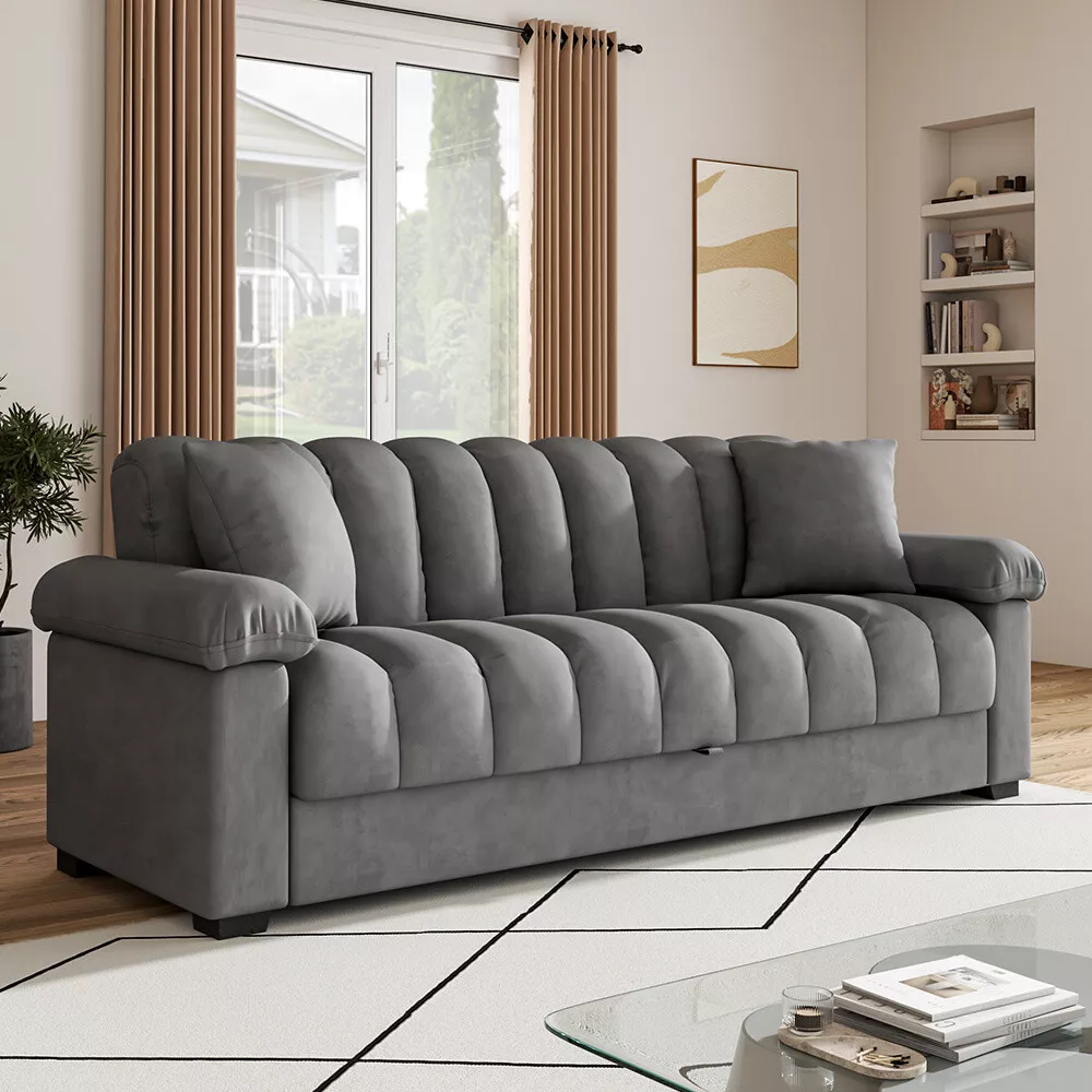 3 Seater Couch Click Clack Recliner 4 In 1 Sofa Bed Upholstered Double Sleeper