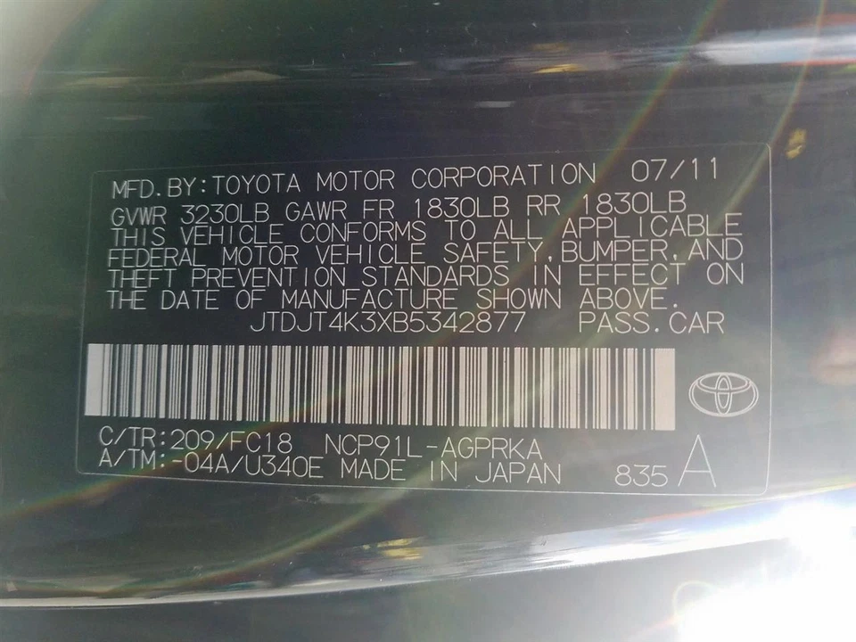Medidor de flujo de aire de inyección de combustible usado se adapta a: Toyota Yaris 2011 grado A Foto 2 de 4