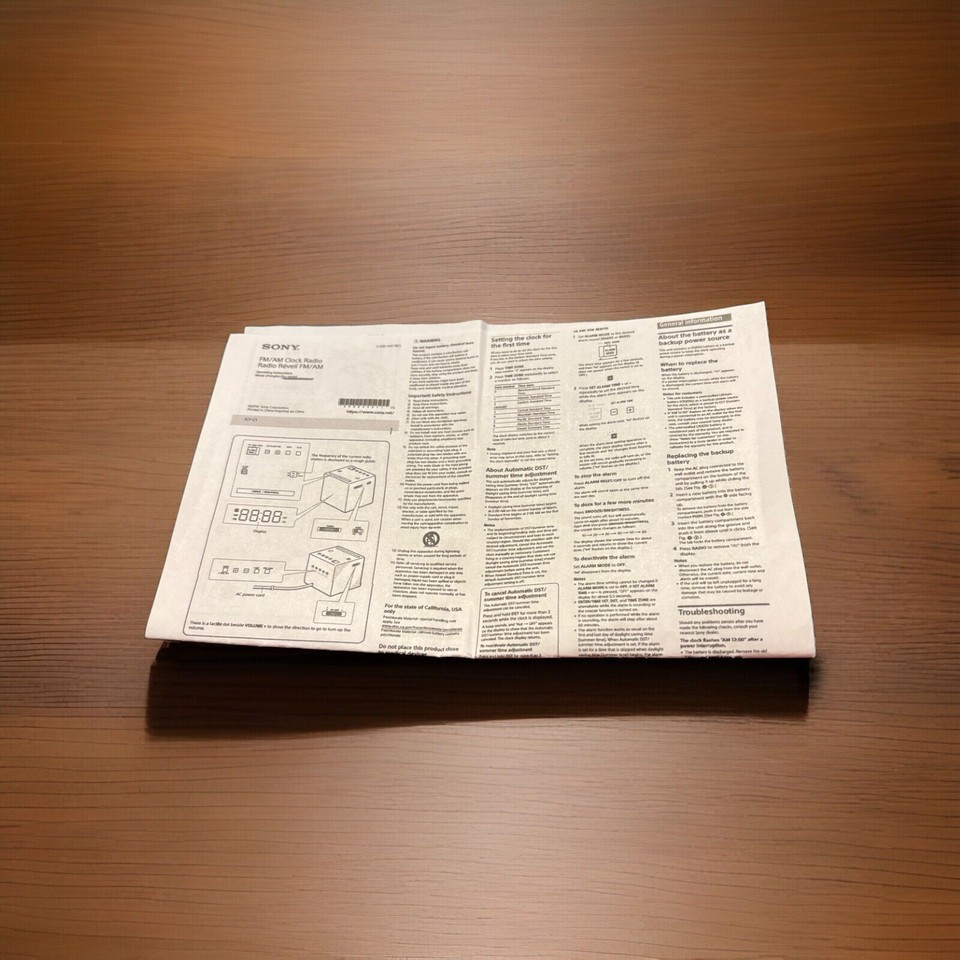 Sony Alarm Clock Radio Black (ICFC1TBLACK). With Manual. Tested